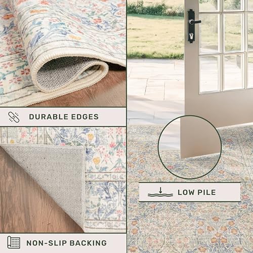 Washable Dining Room Rugs (Beige Blue / 6' x 9' (Rectangular))