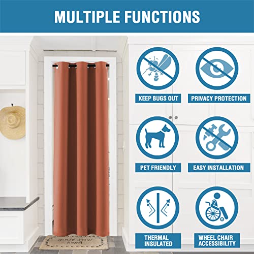 Doorway Curtain Blackout Closet Door Curtain Room Divider Window Treatment Curtain for Bedroom Thermal Insulated Privacy Drape Soundproof Grommet (42"W x 80"L (Pack of 1) / Orange)