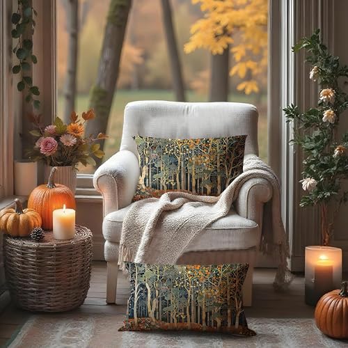 Rustic Autumn Forest Pillow Covers 20x12 Set of 2 (Forest-orange 02 / 20" x 12" (Pack of 1))
