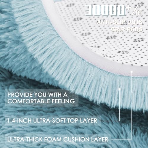 Light Blue Round Rugs for Bedroom (5 Ft Round / Light Blue)