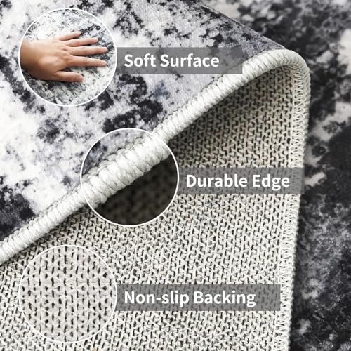 2x3 Small Washable Area Rug (Black/Grey / 2' x 3' (Rectangular))