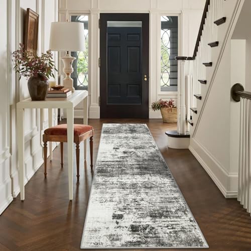 2'6''x8' Runner Rugs Washable Rug (Black/Grey / 2'6" x 8' (Runner))