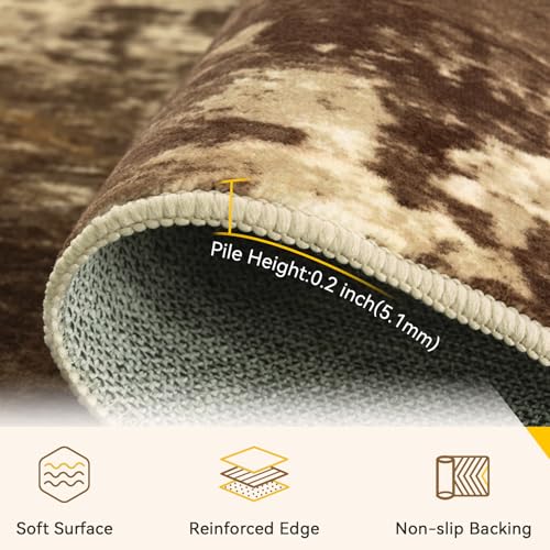 Washable 8'x10' Abstract Area Rug for Living Room Brown Tan (Brown/Tan / 8' x 10' (Rectangular))