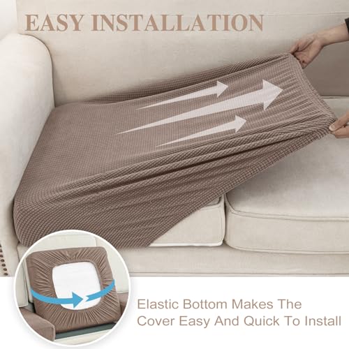 Couch Cushion Cover Seat Cushion Cover Stretch Armchair Cover Separate Sectional Sofa Slipcovers Furniture Protector (Khaki / 1PC Seat Cover or Backrest)