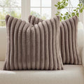 Fall Faux Fur Throw Pillow Covers 18x18 Set of 2 Light Coffee (Light Coffee / 18" x 18" (Pack of 2))