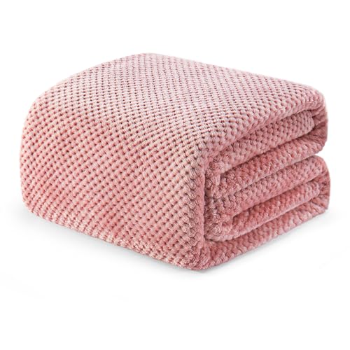 Soft Waffle Fleece Bed Blanket Twin Size (Pink / 60x80 in)