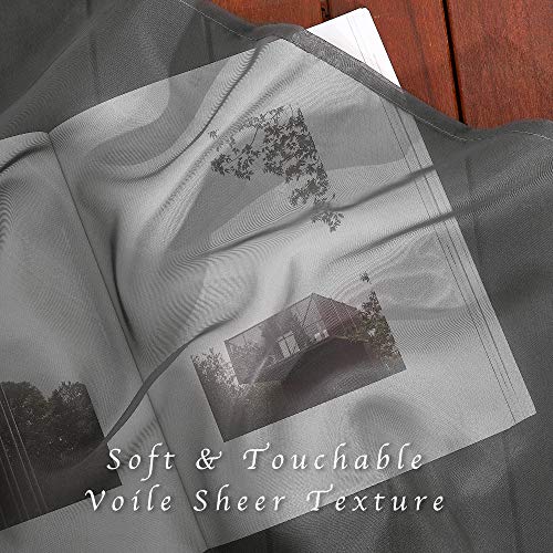 Voile Sheer Window Curtain Panels (Dark Grey / 54"W x 54"L (Pack of 2))