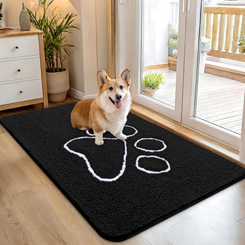 Dog Door Mat for Muddy Paws 45x27 (Black / 45" X 27")