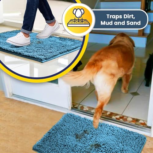 Super Water Absorbent Door Mat Indoor (Sky Blue / 36" x 60")