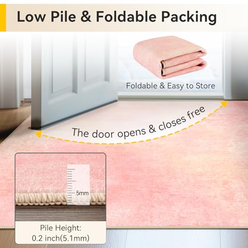 Washable 5'x7' Abstract Area Rug for Living Room Light Pink (Light Pink / 5' x 7' (Rectangular))