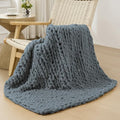 Chunky Knit Throw Blanket for Couch (Iron Gray / 40"x40" (Small Size Throw）)