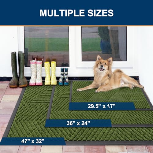 Front Door Mat Outside Entrance (Forest Green / 29.5" X 17")