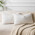 16x24 Lumbar Velvet Throw Pillow Covers Set of 2 (Cream White / 24" x 16" (Pack of 2))