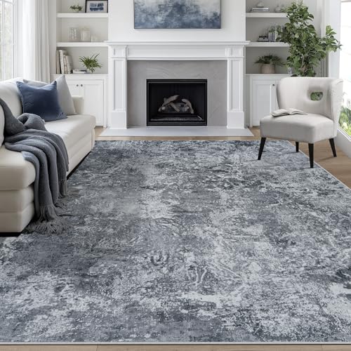 8x10 Area Rugs for Living Room Washable Bedroom Dining Room Black (Black / 8' x 10' (Rectangular))