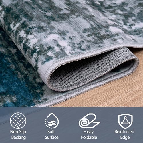 4x6 Area Rugs for Living Room Washable Bedroom Dining Room Navy Grey (Navy/Grey / 4' x 6' (Rectangular))
