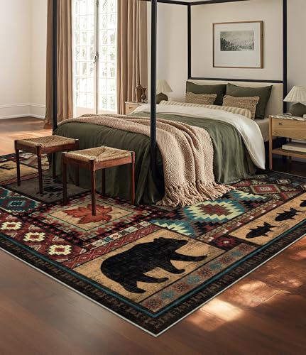 8x10 Rustic Cabin Area Rugs for Living Room (Brown / 8'x10' (Rectangular))