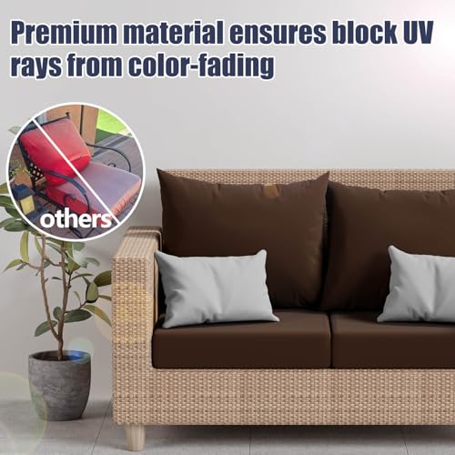 8Pcs Outdoor Cushion Covers (Dark-coffee / Square-small + Square)