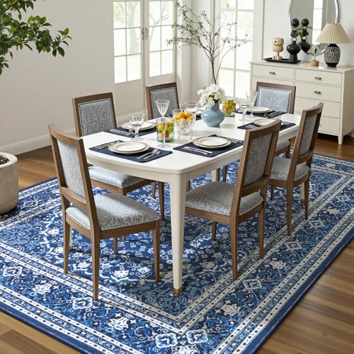 8x10 Area Rugs for Living Room (Oriental Dark Blue / 8' X 10' (Rectangular))