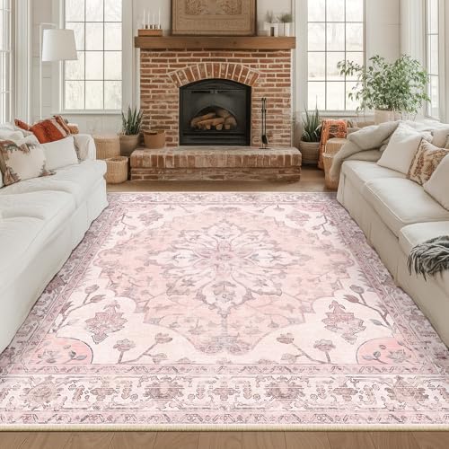 Washable Area Rug (Pink / 8' x 8' (Square))