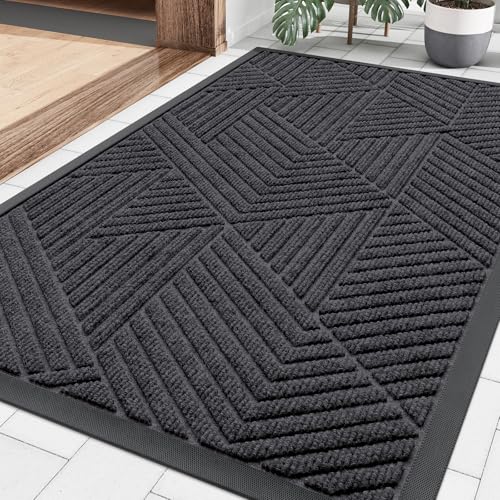 Front Door Mat Outside Entrance (Medium Grey / 35" X 23")