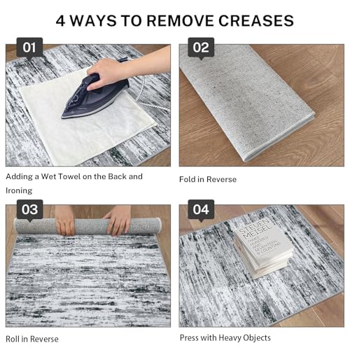 Modern Abstract Runner Rug 2.6x14 (2'7" x 14' (Runner) / Black Gray White)