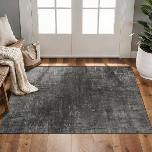 2x3 Entryway Rug Small Modern Abstract Door Mat (Ink / 2' x 3' (Rectangular))
