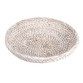 Small Key Basket Bowl for Entryway 7.6" Round Woven Wicker Basket (X-Small, 7.6" / Whitewash)