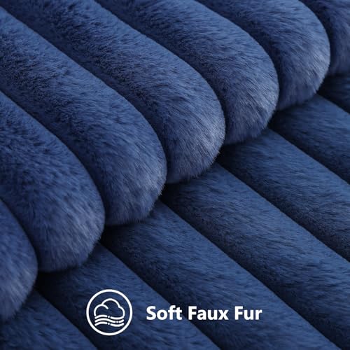 Fall Faux Fur Throw Pillow Covers 12x20 Set of 2 Navy Blue (Navy Blue / 20" x 12" (Pack of 2))