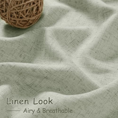 Sage Curtains 94 inches Long 2 panels for Living Room Back Tab Rod Pocket Semi Sheer Linen Draperies Muted Neutral Sage Green Room Decor Earth Tone Pale Green Curtain for Diningroom Bedroom Office (52"W x 94"L (Pack of 2) / Sage Green)