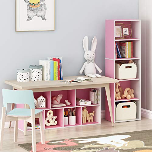 LUDER Book Shelf (White/Pink / 7-Cube)