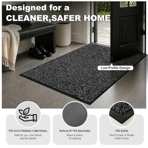 Super Absorbent Front Door Mat (Anthracite Black / 3' x 4' (Rectangular))