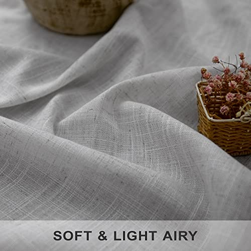 Light Grey Curtains 90 Inches Long for Living Room 2 Panels Back Tab Loop Pocket Light Filtering Draperies Soft Linen Semi Sheer Gray Curtains for Bedroom Modern Farmhouse Decor 52x90 Length (52"W x 90"L (Pack of 2) / Grey)