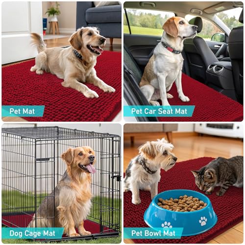 Dog Door Mat for Muddy Paws 50x30 (Red / 50" X 30")