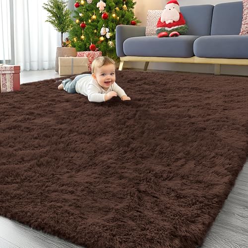 6x9 Machine Washable Large Area Rugs for Living Room (6x9 Ft / Coffee)