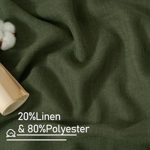 48 Inch Short Window Linen Curtains (Olive Green / 34"W x 48"L (Pack of 2))
