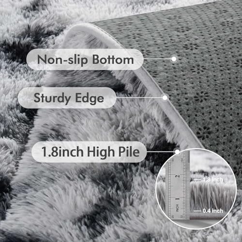 6x9 Ft Large Shag Rugs for Living Room Decor (Bd Black White 4sm11 / 6' X 9' (Rectangular))