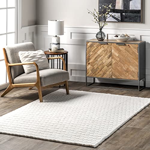 Nia White Geometric Washable Area Rug (Nia White / 7'6" x 9'6" (Rectangular))