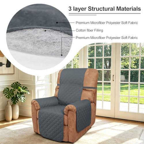 Reversible Recliner Chair Covers (Dark Blue/Light Grey / 28'' Recliner)