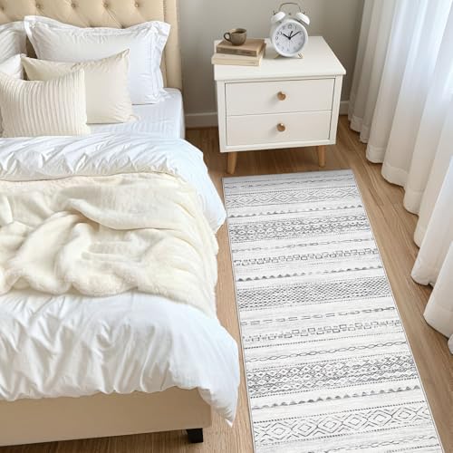 Boho 2x6 Runner Rug Machine Washable Rugs Non Slip Gray (Color Gray / 2' X 6' (Runner))