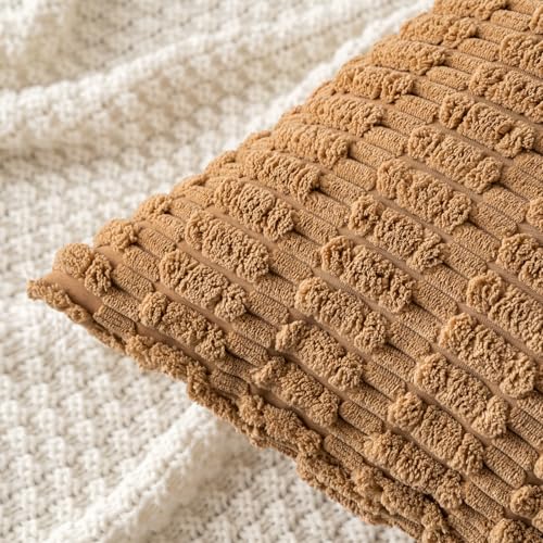 Corduroy Decorative Throw Pillow Covers 20x20 Brown Pack of 2 (Brown / 20" x 20" (Pack of 2))