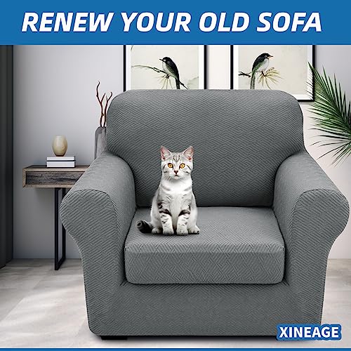 2 Piece Stretch Armchair Sofa Cover (31"-46"(1 Cushion) / Light Gray（big Sale))