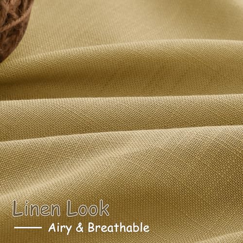 Gold Linen Curtains 63 Inches Long 2 Panel Sets for Living Room Bedroom Rod Pocket Back Tab Light Filtering Drape for Kitchen Window Short Protect Privacy Curtain Modern Farmhouse Decor 52x63 (52"W x 63"L (Pack of 2) / Gold)