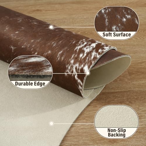 Faux Cowhide Rug (6'3" x 5'2" (6.2"×5.2 ft) / Spotted Brown)