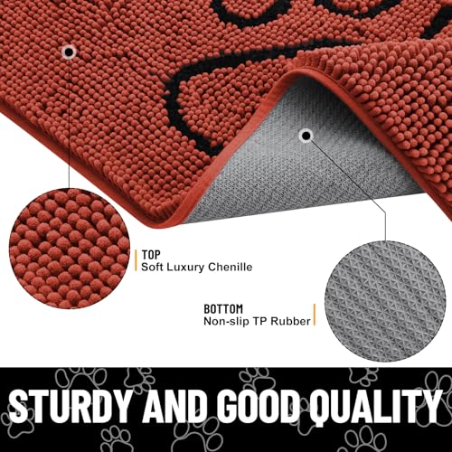 Dog Door Mat for Muddy Paws (48"X30" / Maple Red and Black)