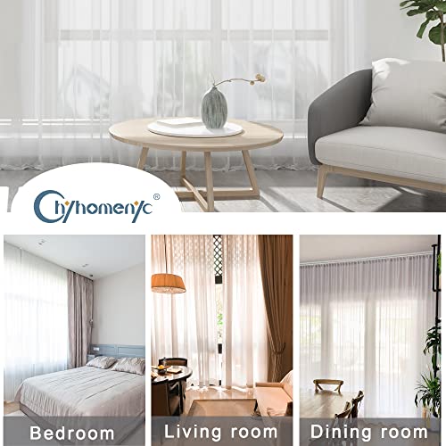 White Sheer Curtains 30 inch Length 2 Panels (White / 42"W x 30"L (Pack of 2))