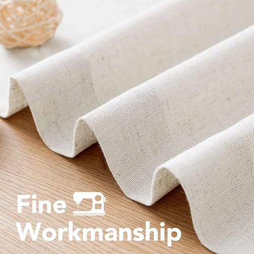 Decorative Linen Kitchen Curtains linen Curtains 63 inches Long Bedroom Window Treatments for Living Room Rich Linen Curtain Panels and Drapes (52"W x 63"L (Pack of 2) / Heathered Natural)