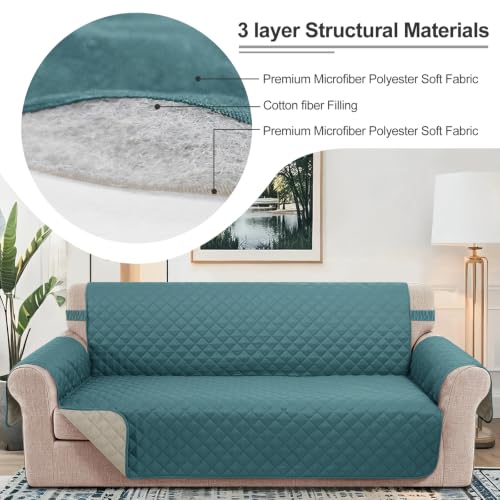 Oversized Loveseat Couch Cover for Dogs (Blue/Beige / Loveseat - Oversized (54"))