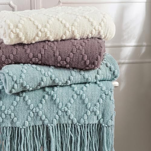 Lavender Throw Blanket 50 x70 Inch Jacquard Throw Knitted Blanket (Jacquard-dark Lavender / 50"x70")