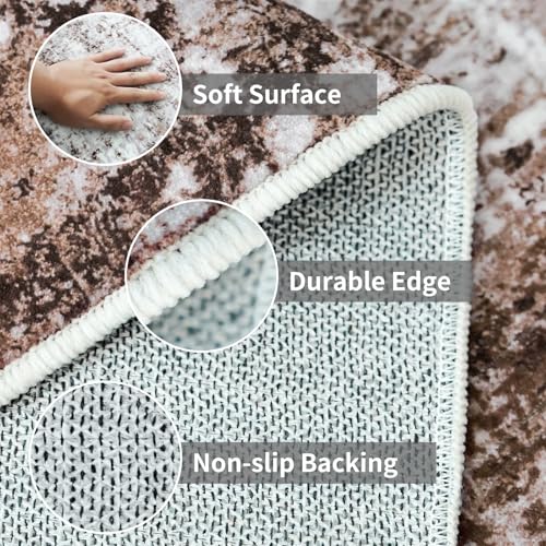 2x3 Small Washable Area Rug (Brown/Khaki/White / 2' x 3' (Rectangular))