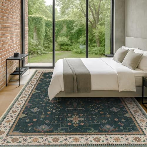 Dark Green Vintage Living Room Rug 9x12 (9' x 12' (Rectangular) / Dark Green)